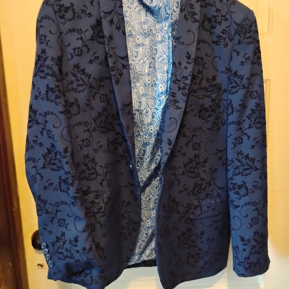 Stacy Adams Navy Floral Blazer